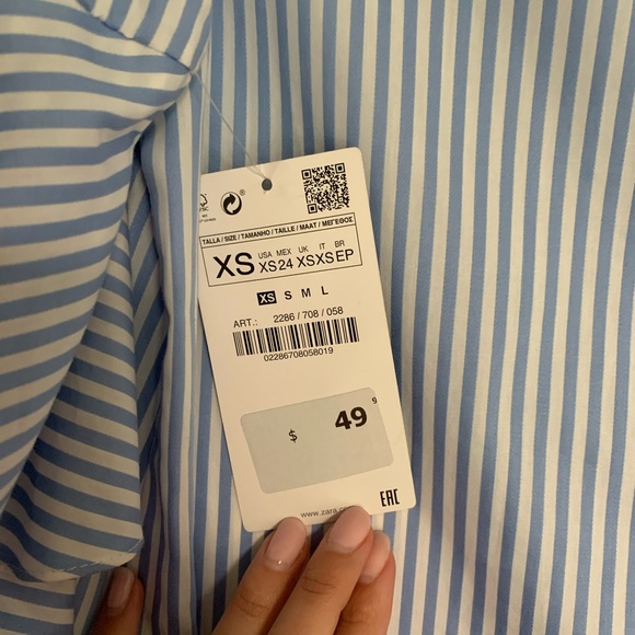 Zara | Striped Tunic Ruffled Sleeve Dress - Picture 13 of 14